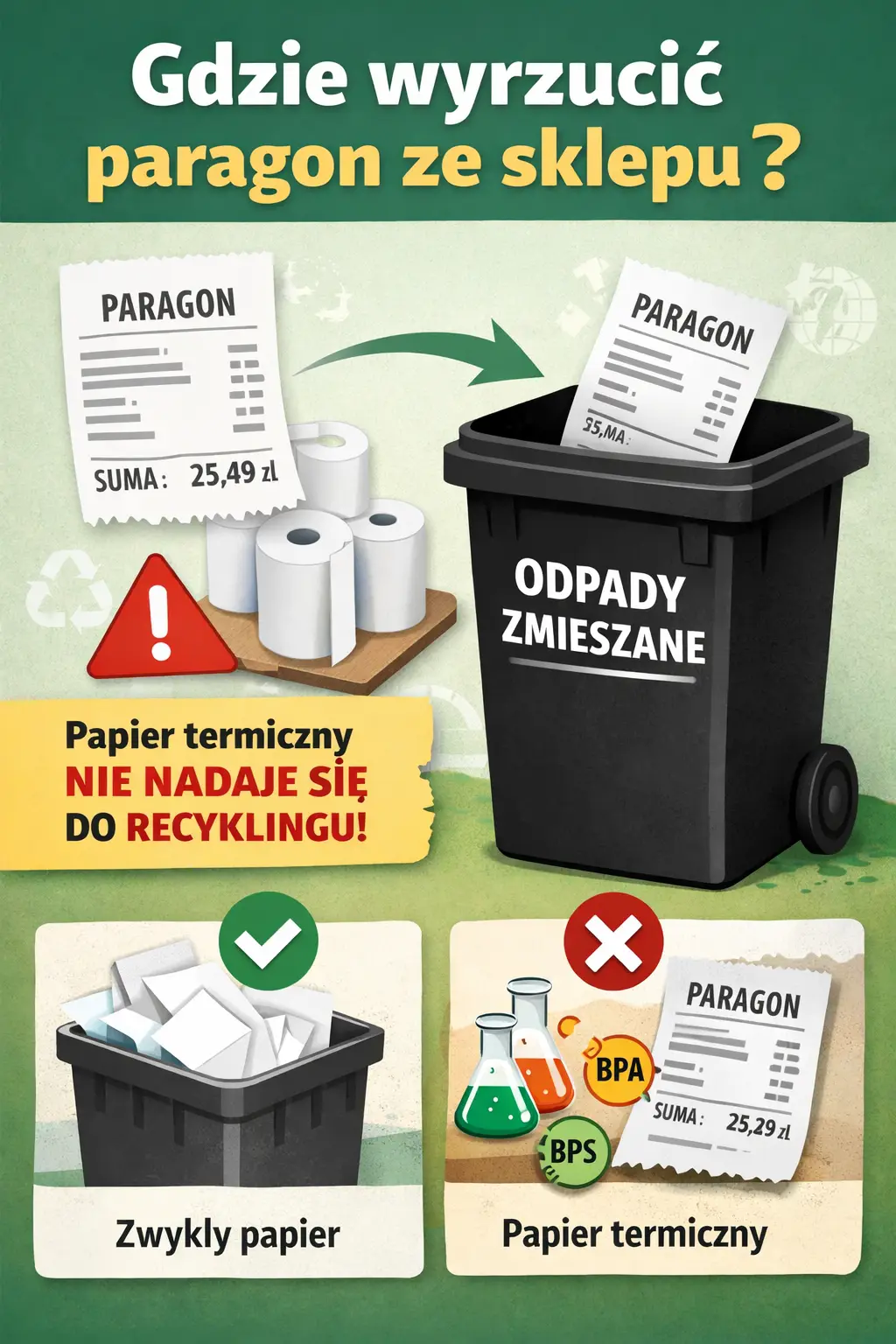 Gdzie wyrzucić paragon ze sklepu?